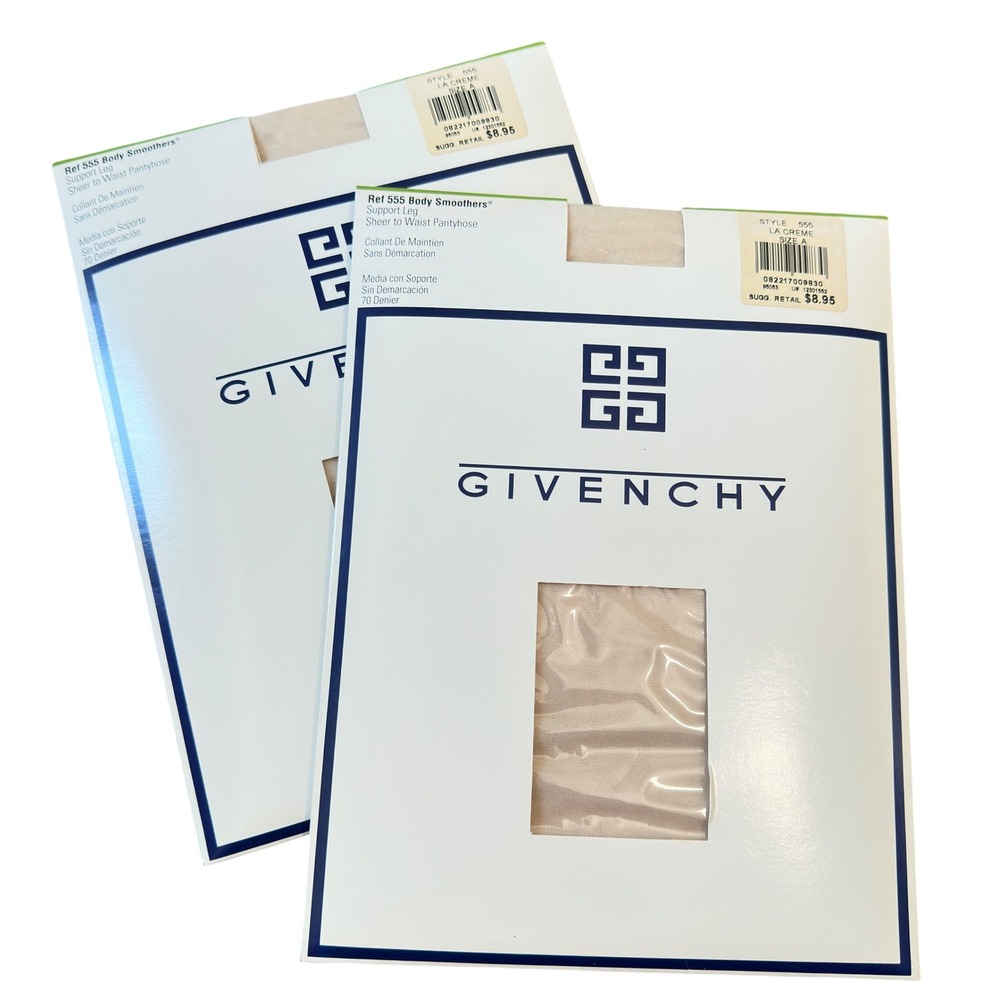 Vintage 90s Givenchy Pantyhose La Creme Sheer Support Size A 2 Pack NOS Coquette